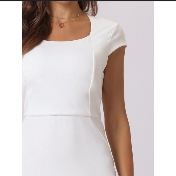 Chic White Cap Sleeve Midi Dress - Picture 2 of 3